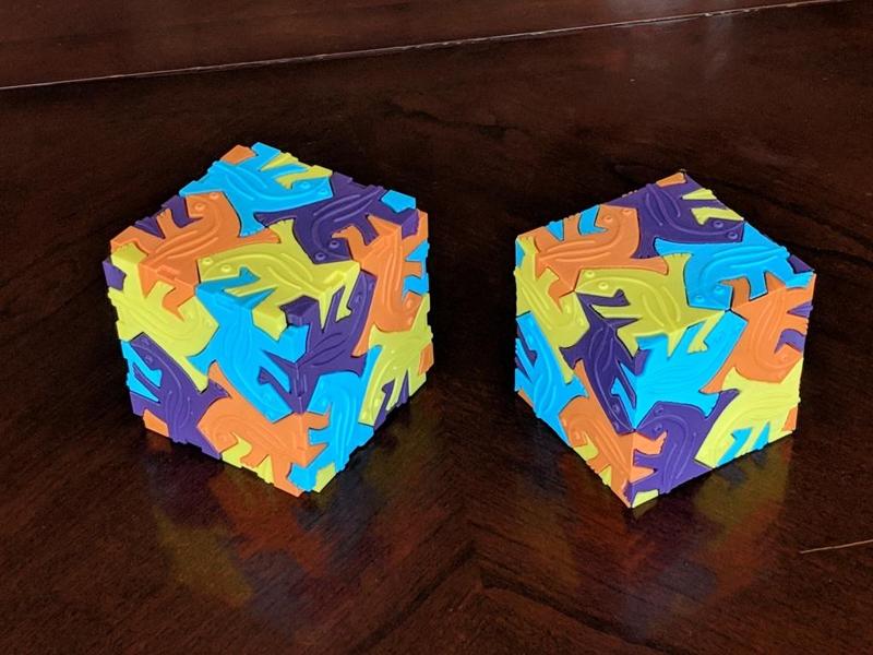 MC Escher lizard cube in 3D
