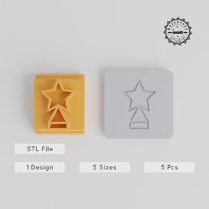 Star Stamp Tile Set, 5 Sizes, 20-40mm, Perfect for Clay & Cookies, Festive Decoration Tool