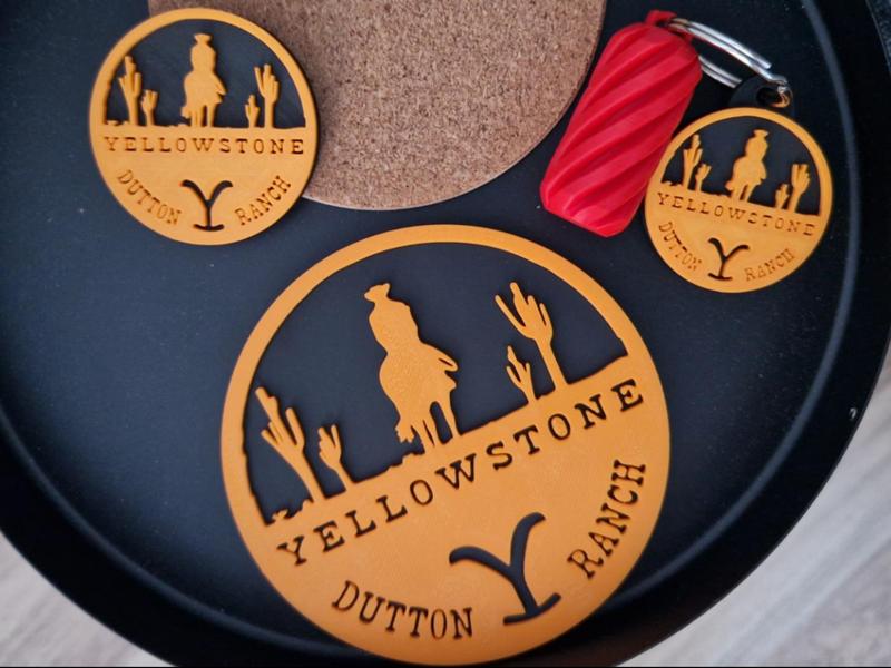 Yellowstone Keychain, Puck and Coaster. NO AMS!