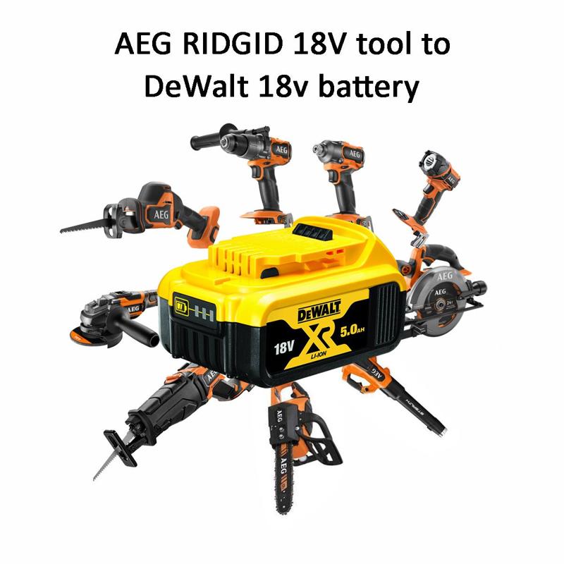 DeWALT 18v XR  battery to 18V RIDGID AEG tool
