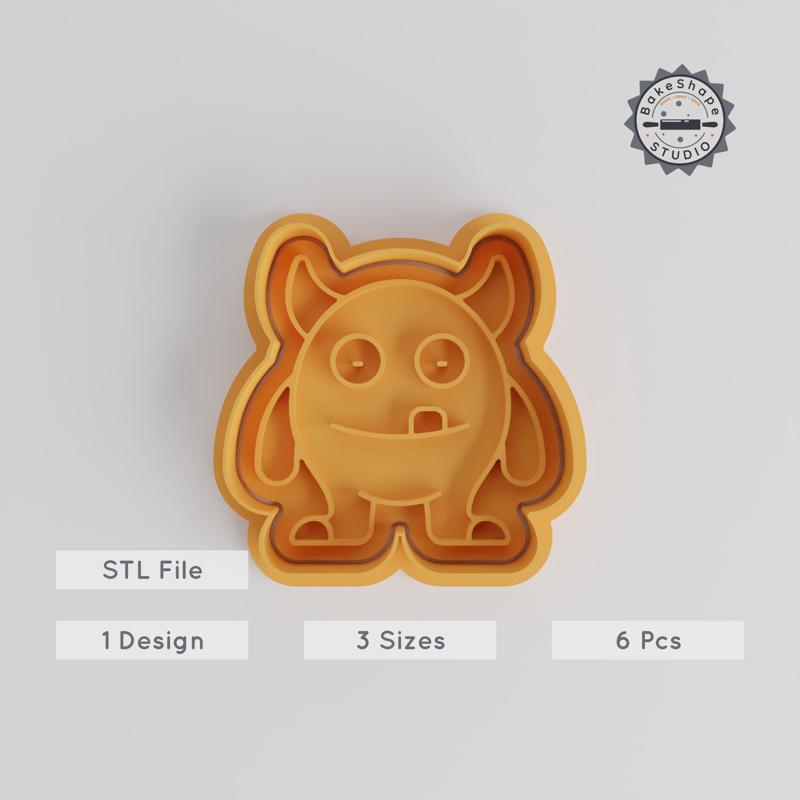 Monster Shape Cutter & Stamp Set, Perfect for Cookies & Fondant, Includes 6 Pieces in S/M/L, Scary Spooky Creature Design PRODUCT_3437