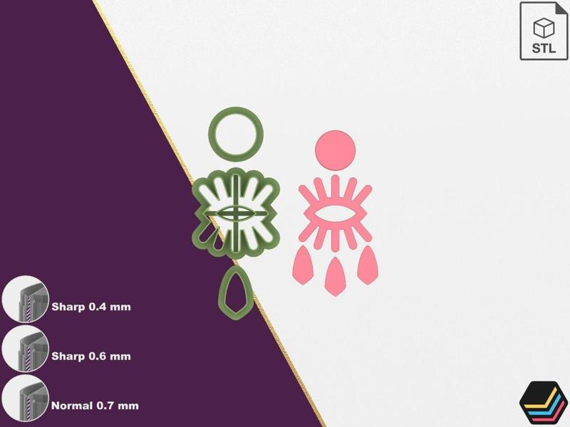 Polymer clay cutters Evil Eye | 5 Size *3 Cut Version | Mystic Cutters | STL file for 3D printing