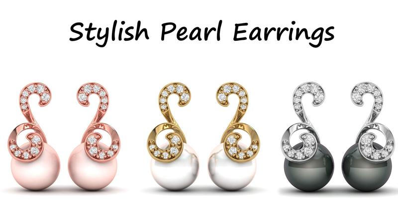 Stylish Pearl Diamond Earrings