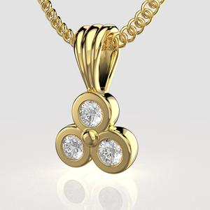 Printable Triple Pendant necklace  3 stones x 2.0mm