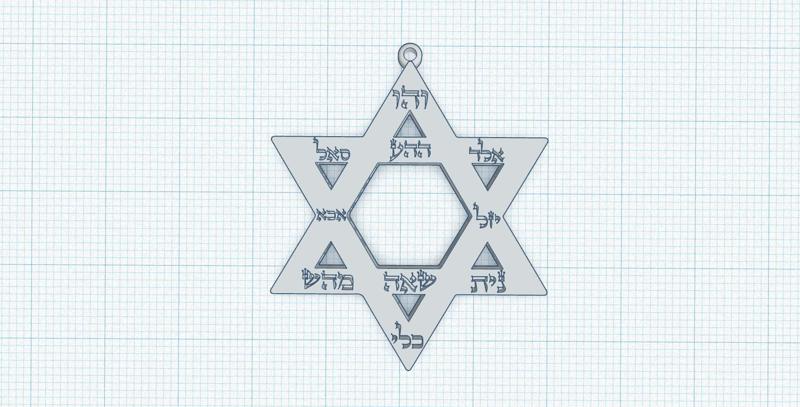 Holy 10 names of God in Hebrew letters on star of David talisman, spiritual pendant, Kabbalah, divine power, prosperity, abundance, protection, love, fertility, healing amulet, key chain
