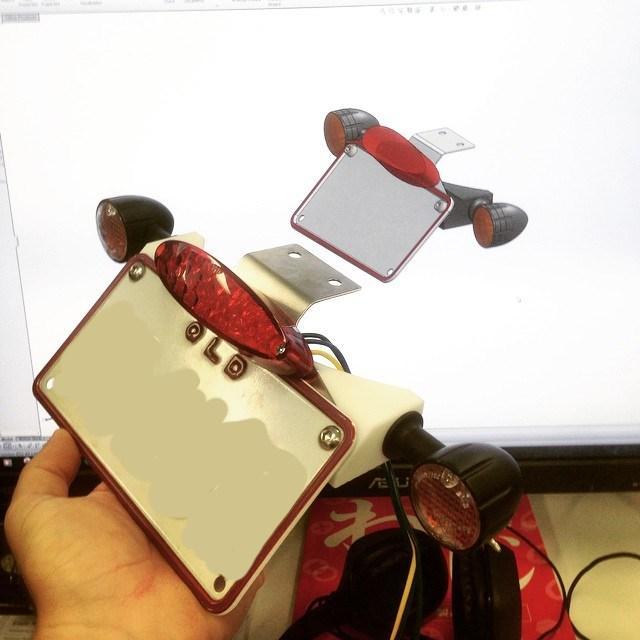 Custom mount for number plate and indicators, cafe racer/brat