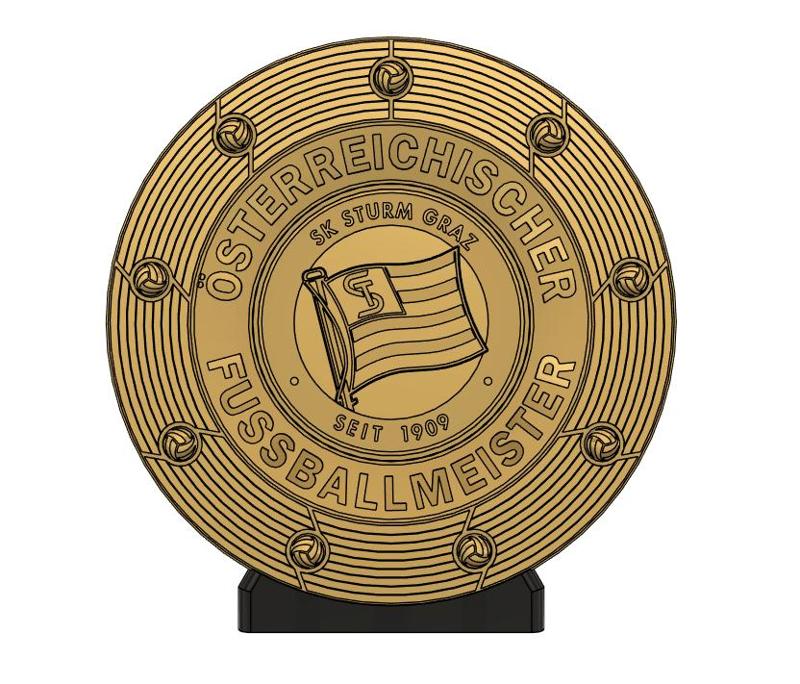 SK Sturm Graz master plate - 3D-printed trophy in ÖFB Bundesliga style for real soccer fans
