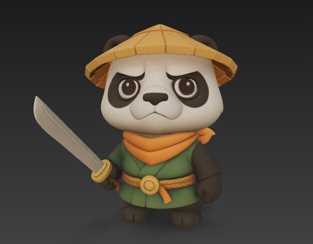 Chibi Panda Samurai Warrior