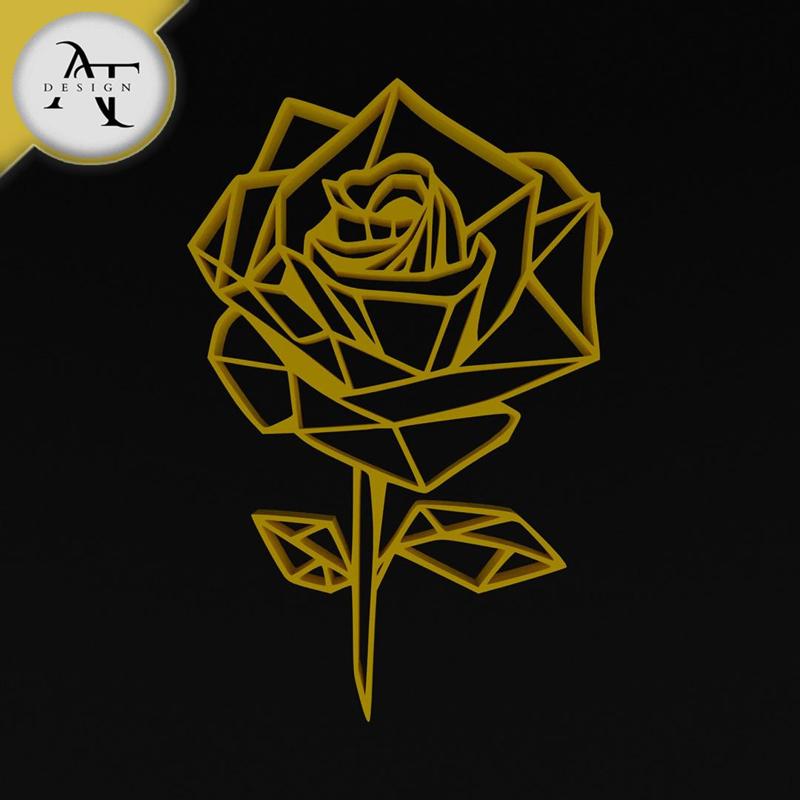 Rose - Low Poly - Geometric - 2D Wall Art Decor