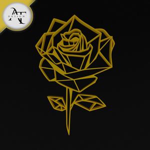 Rose - Low Poly - Geometric - 2D Wall Art Decor