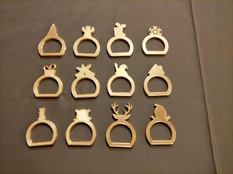 Pack de 12 ronds de serviettes de Noël - Pack of 12 Christmas napkin rings