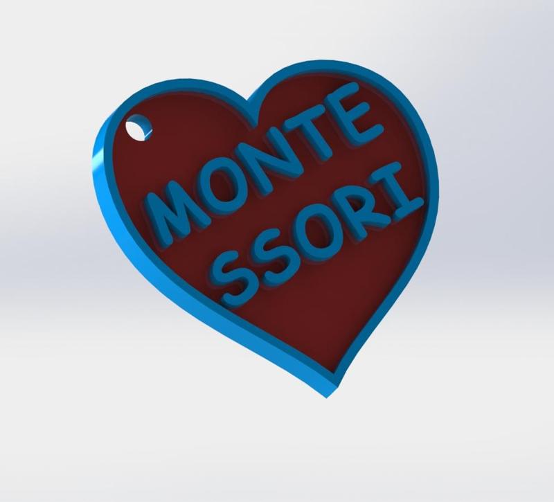 Montessori heart keychain