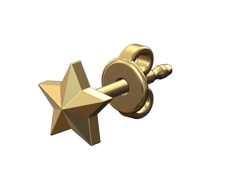 Faceted star stud earring 3D print model