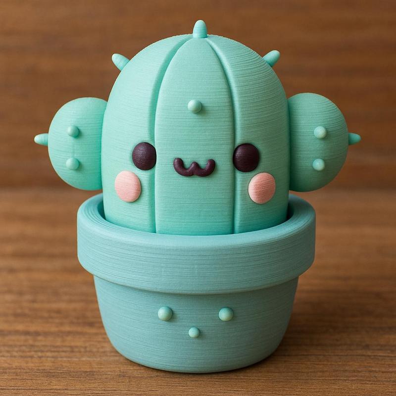 Cute Cactus 3D Printed Figurine STL – Kawaii Succulent Plant Model for Desk Decor, Gifts & Collectibles