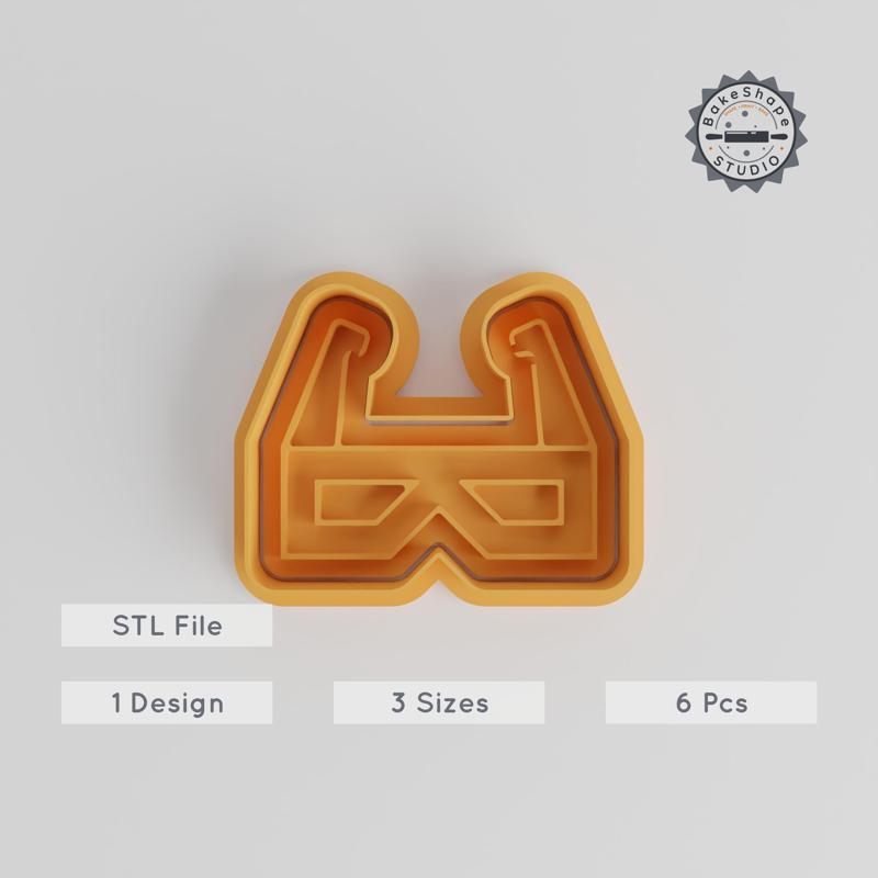 Glasses Shape Cutter & Stamp Set, Perfect for Cookies & Fondant, Includes 6 Pieces, S/M/L Sizes