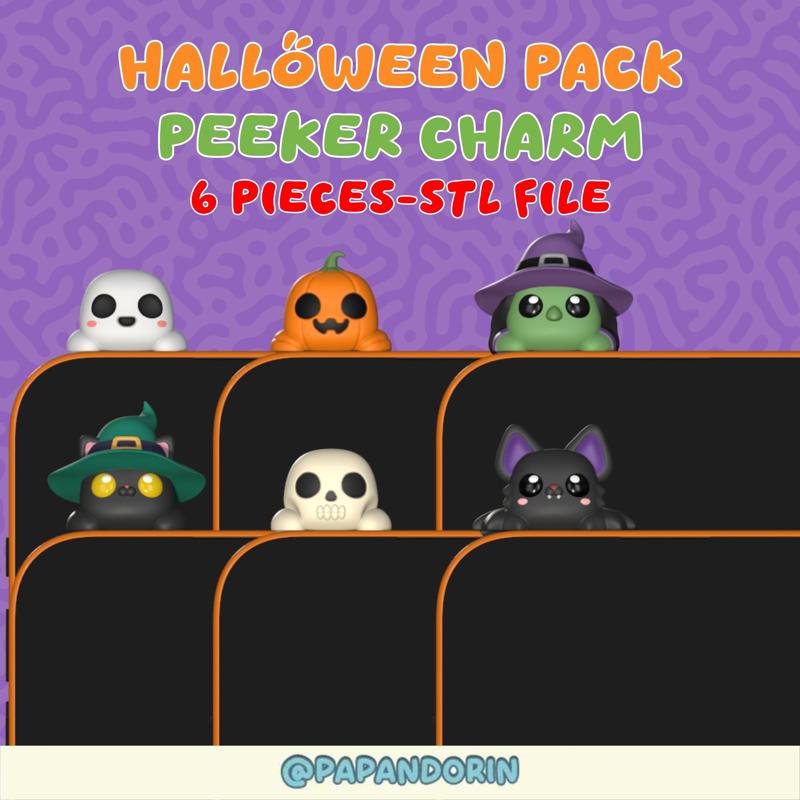 halloween cute set peeker charm (hippers) and charm for smarthphone, tablet and kindle 6 pieces