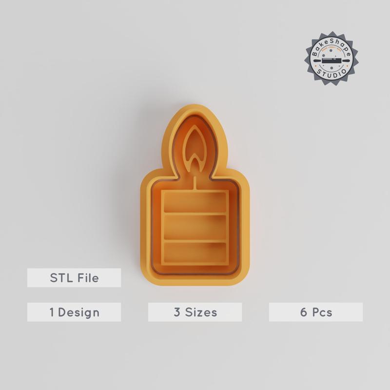Candle Shape Cutter & Stamp Set, Perfect for Cookies & Fondant, S/M/L Sizes, 6-Piece Party Decoration Collection