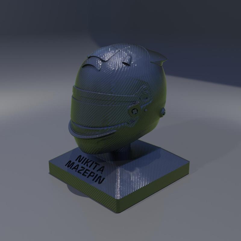 Nikita Mazepin Formula 1 racing helmet with stand