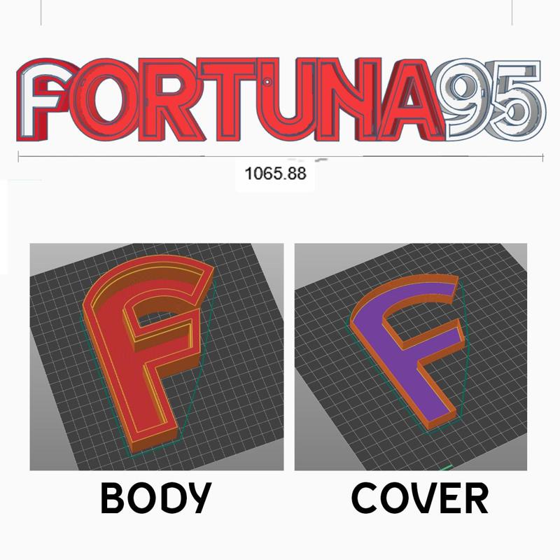 Fortuna Düsseldorf illuminated sign 1895 - 3D Font