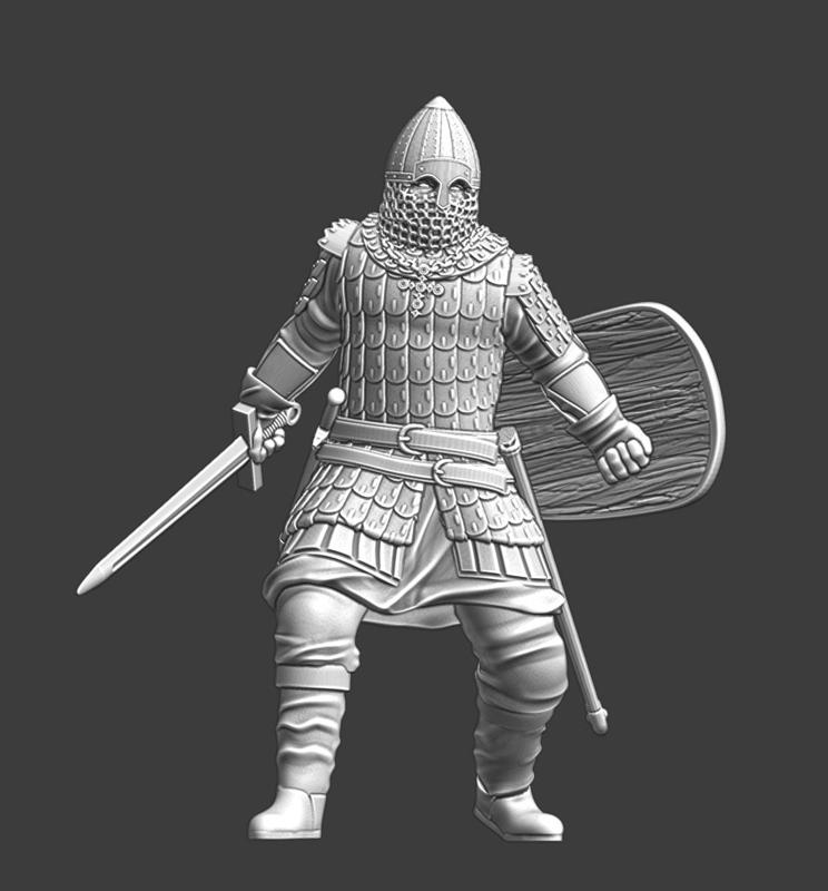 Medieval Kievan Rus warrior - shield and sword