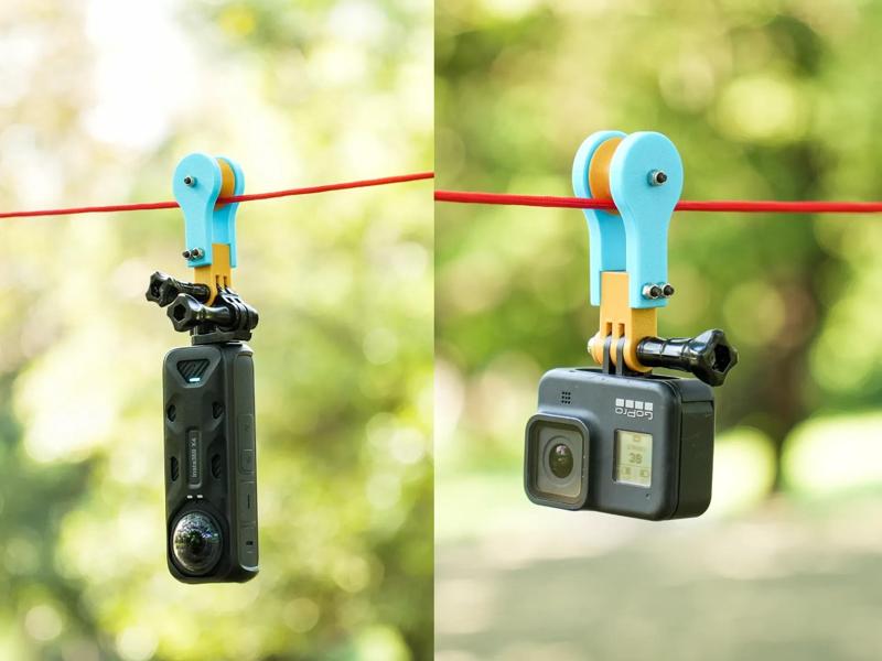 Action camera/panorama camera zip line