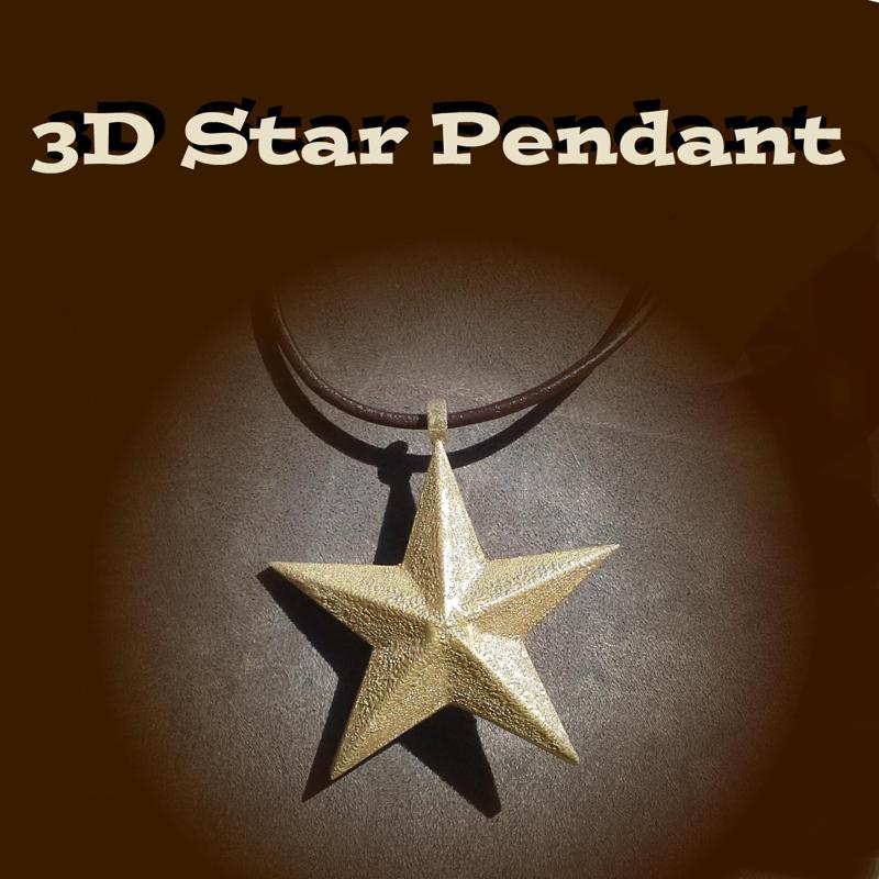 Simple Star Pendant. Charm bracelet. 3d shape.