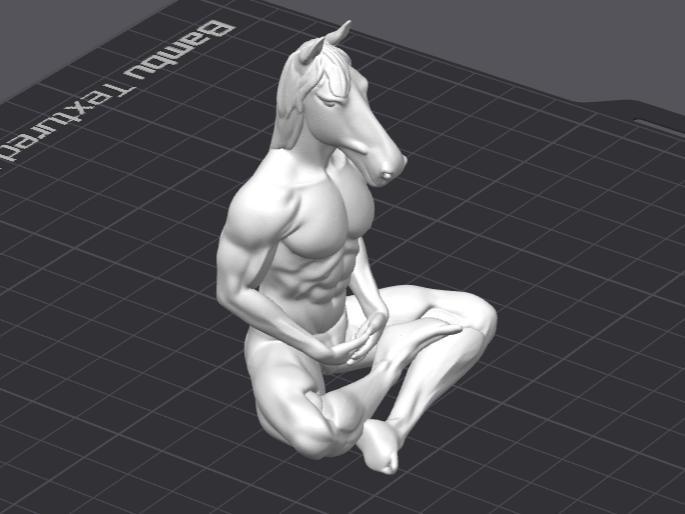 Horse men in position lotos