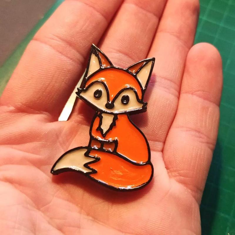 Cute Fox Acrilic Paint Pin
