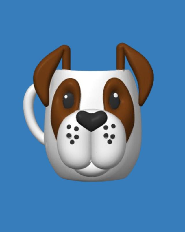 Dog Head Mug – 3D Printable STL File (Digital Download)