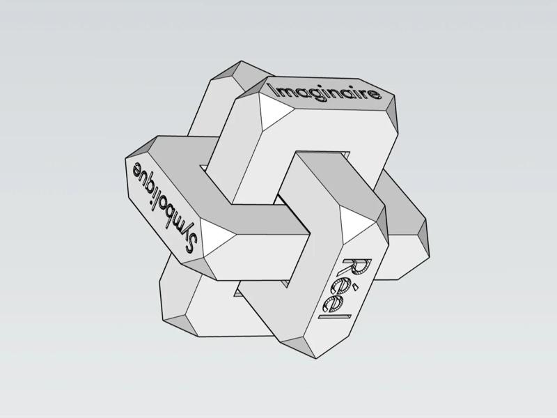 Borromean rings with Lacanian triadic terms in French