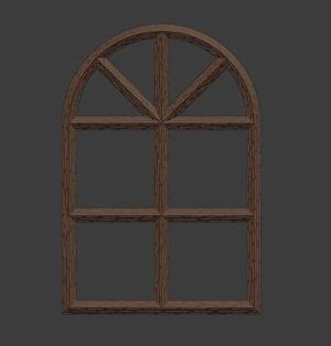 Wooden Window Frame Half Round (28mm Scale)