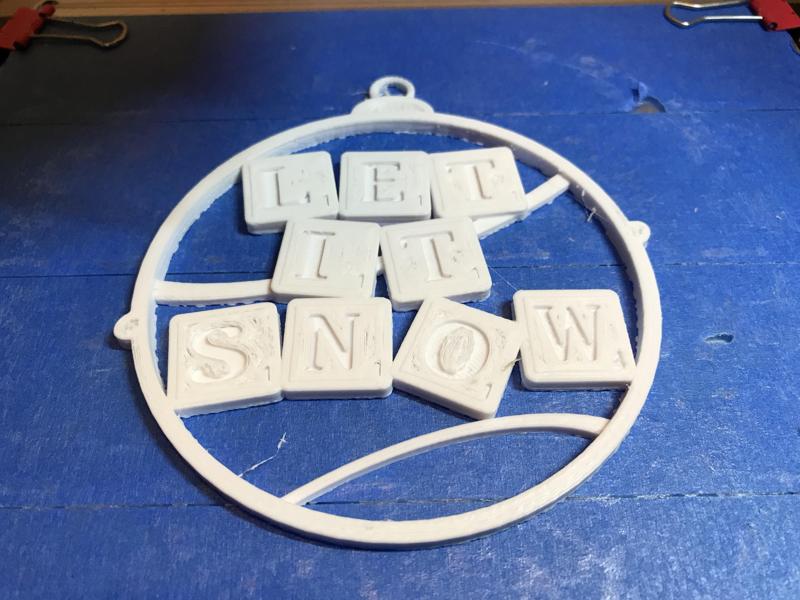 “Tinkercad Christmas”  Let It Snow Tile Ornament