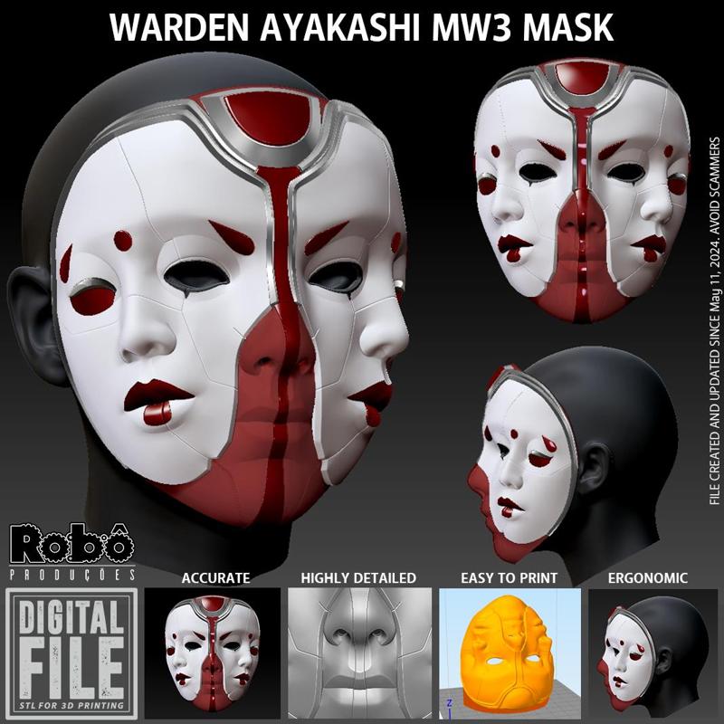 Warden Ayakashi Mask - Warzone - MW3 - STL model 3D print file