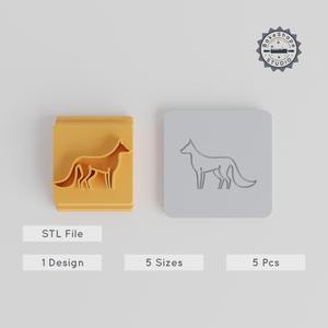 Fox Stamp Tile Collection, 5 Sizes, Animal Design for Clay, Cookies & Fondant