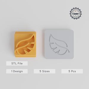 Leaf Stamp Tile Set, Botanical Motif, 5 Sizes, Perfect for Clay, Fondant & Cookies