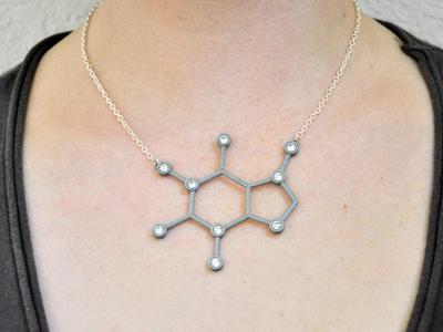 Caffeine Molecule Pendant Necklace