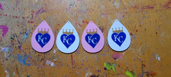KC Royals Heart Earrings