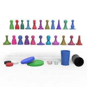 27 Pieces Board Game Pawns & Dice with Carrom Striker and Coins