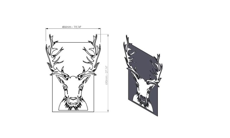 Deer  metal Art Dxf and step file