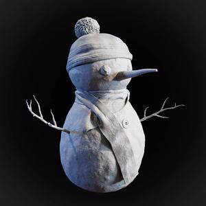 Snowman wearing hat and scarf