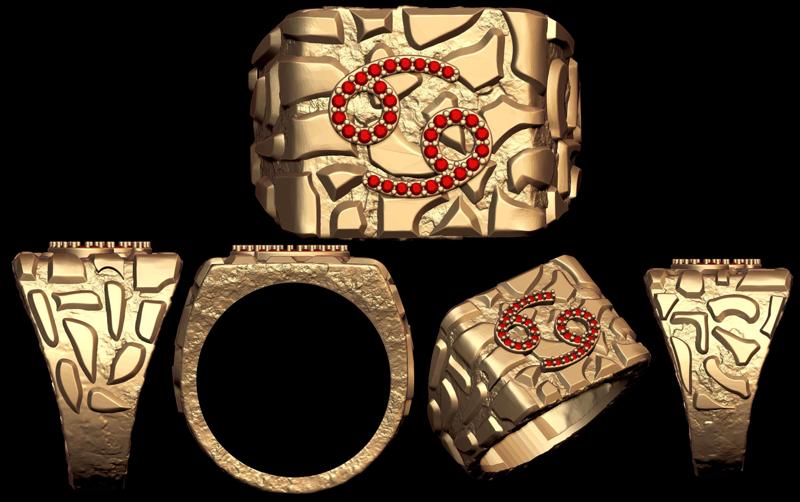 Diamond Cancer Horoscope Zodiac Nugget Ring