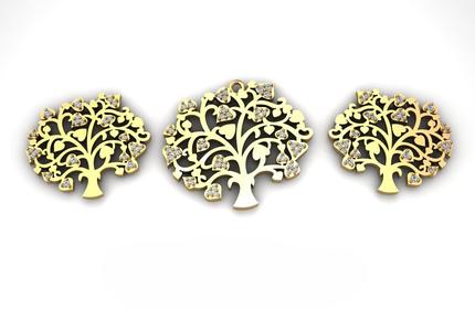 Tree design pendant and earrings