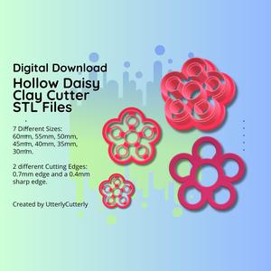 Clay Cutter STL File Summer Daisy Hollow Earring- Digital File Download- 7 sizes & 2 Cutter Versions, cookie cutter