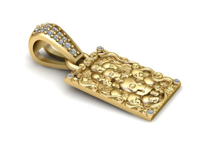 SKULL HEADS CARD PENDANT 3D PRINTABLE MODEL