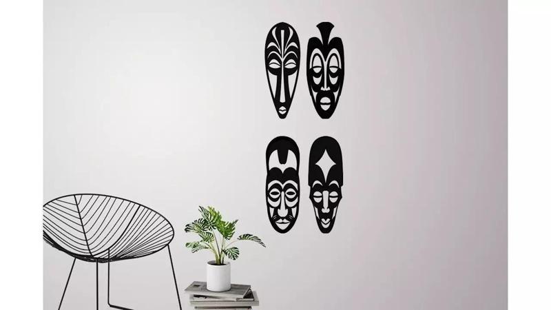African masks for wall decoration - set of 4 masks