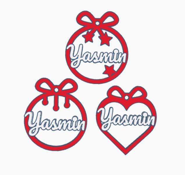 3 x Yasmin, Christmas bauble