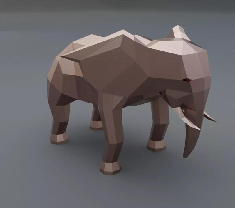 Copper elephant low poly 3D model for 3D print