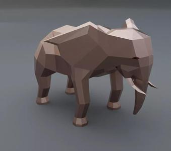 Copper elephant low poly 3D model for 3D print