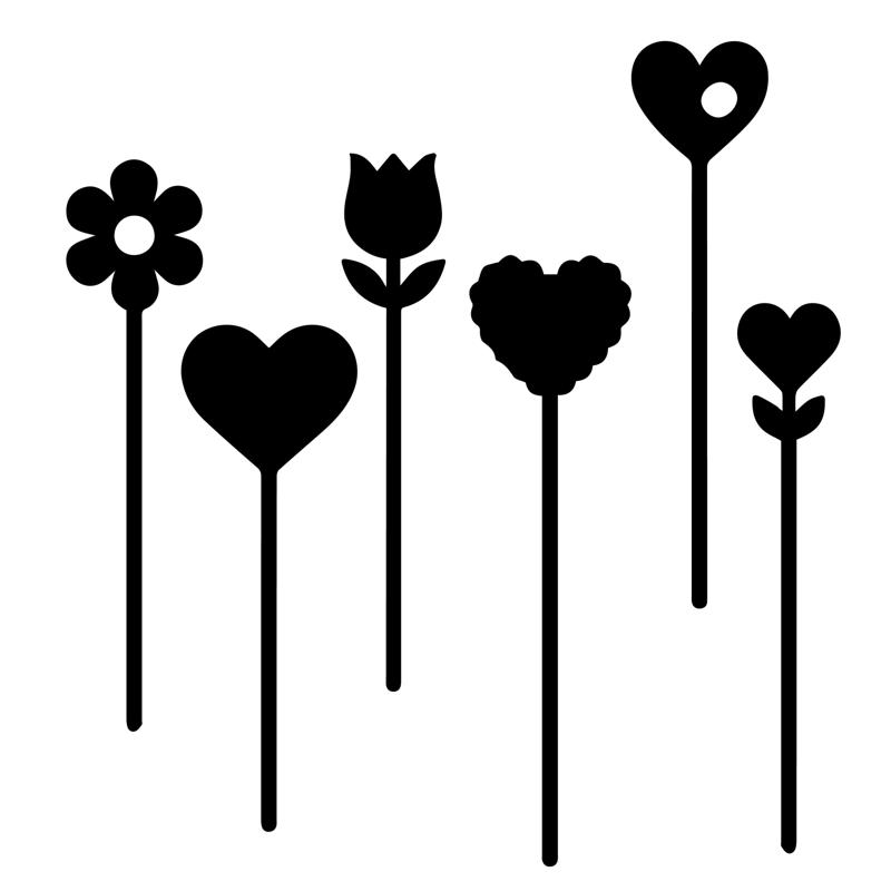 STIRRER / MIXER / DRINK MIXER TOPPER CAKE HEARTS FLOWERS