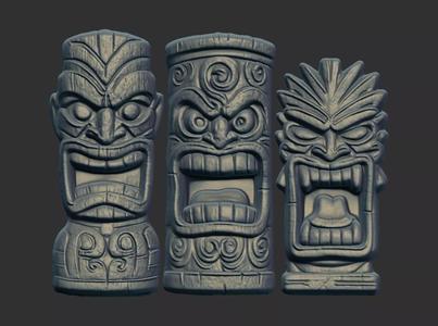 three tiki mask